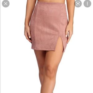 Mauve Suede High Waisted Skirt